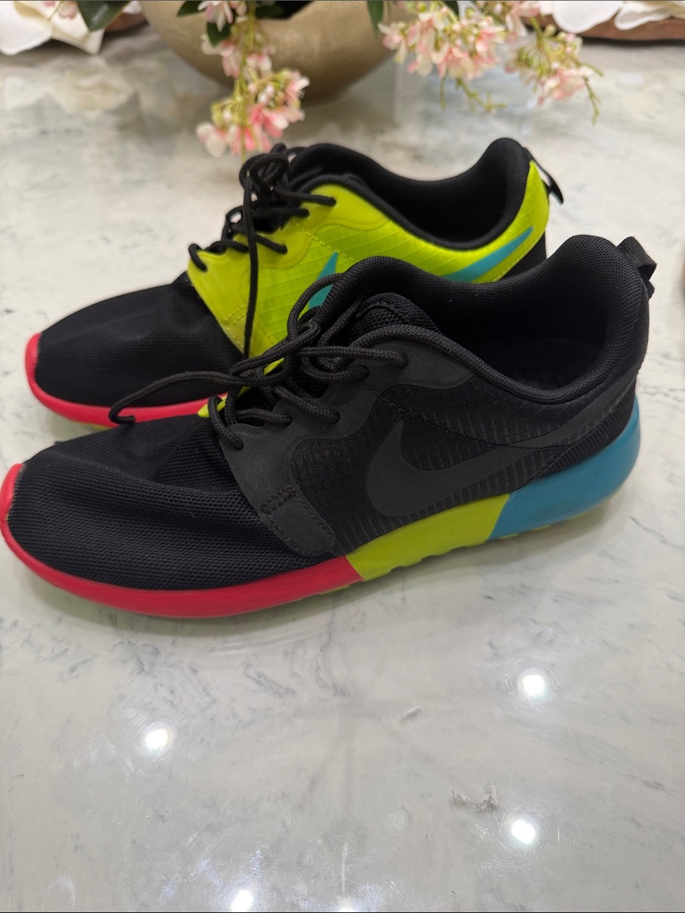 Nike Black Sneakers with Neon Yellow, Blue & Pink Accents